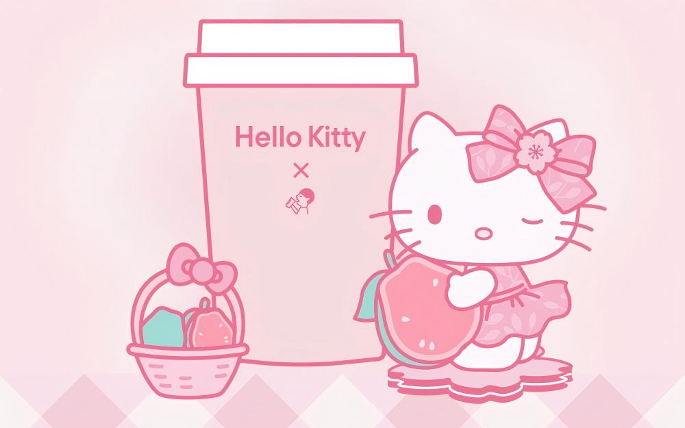 Hello Kitty × 喜茶再度联名，用新品樱花芭乐白桃特调一杯春天