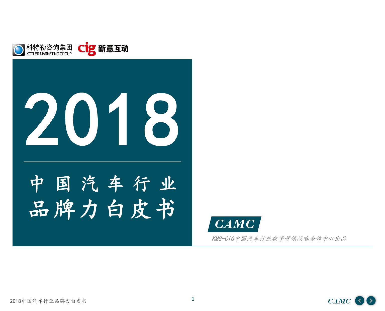 2018 中国汽车行业品牌力白皮书