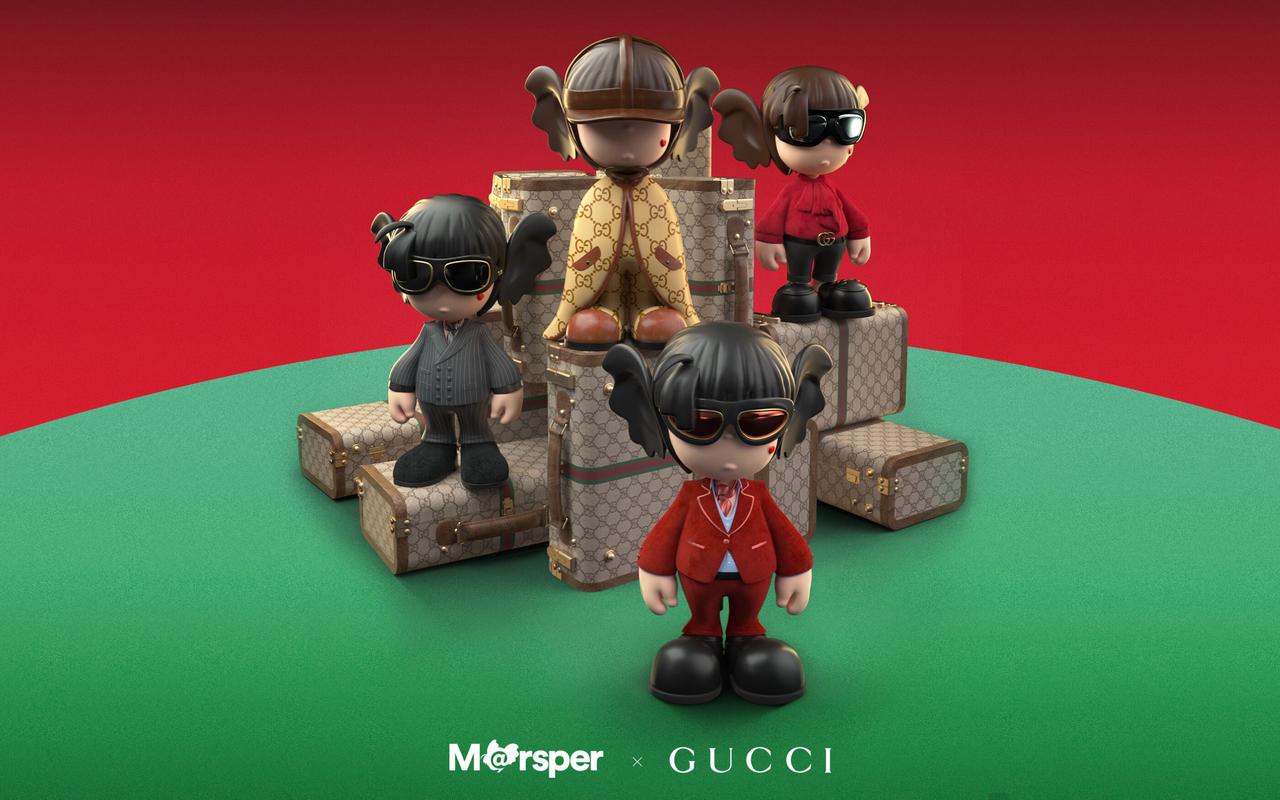 Gucci 与中国潮流 IP「Marsper」进行联名，推出实体公仔